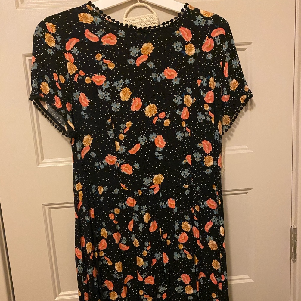 Black Floral Cutout Dress